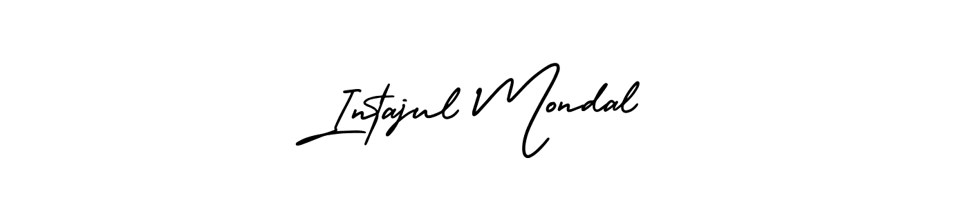 You should practise on your own different ways (AmerikaSignatureDemo-Regular) to write your name (Intajul Mondal) in signature. don't let someone else do it for you. Intajul Mondal signature style 3 images and pictures png