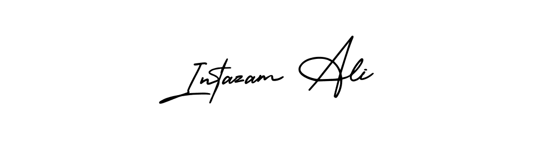 The best way (AmerikaSignatureDemo-Regular) to make a short signature is to pick only two or three words in your name. The name Intazam Ali include a total of six letters. For converting this name. Intazam Ali signature style 3 images and pictures png