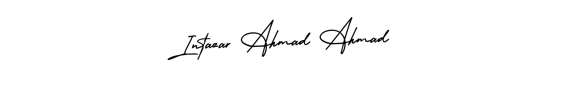 You should practise on your own different ways (AmerikaSignatureDemo-Regular) to write your name (Intazar Ahmad Ahmad) in signature. don't let someone else do it for you. Intazar Ahmad Ahmad signature style 3 images and pictures png