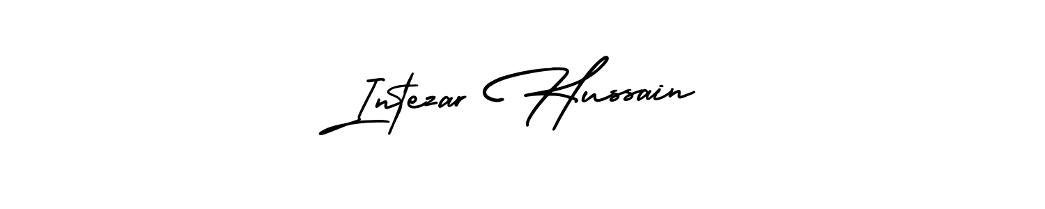 You should practise on your own different ways (AmerikaSignatureDemo-Regular) to write your name (Intezar Hussain) in signature. don't let someone else do it for you. Intezar Hussain signature style 3 images and pictures png