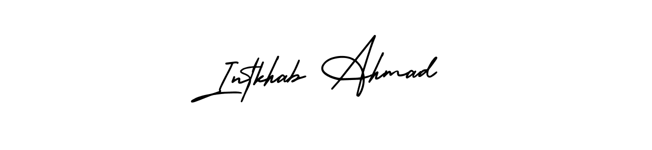 Similarly AmerikaSignatureDemo-Regular is the best handwritten signature design. Signature creator online .You can use it as an online autograph creator for name Intkhab Ahmad. Intkhab Ahmad signature style 3 images and pictures png
