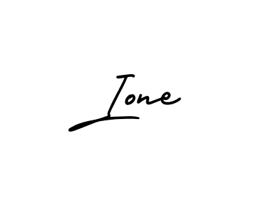 How to make Ione name signature. Use AmerikaSignatureDemo-Regular style for creating short signs online. This is the latest handwritten sign. Ione signature style 3 images and pictures png