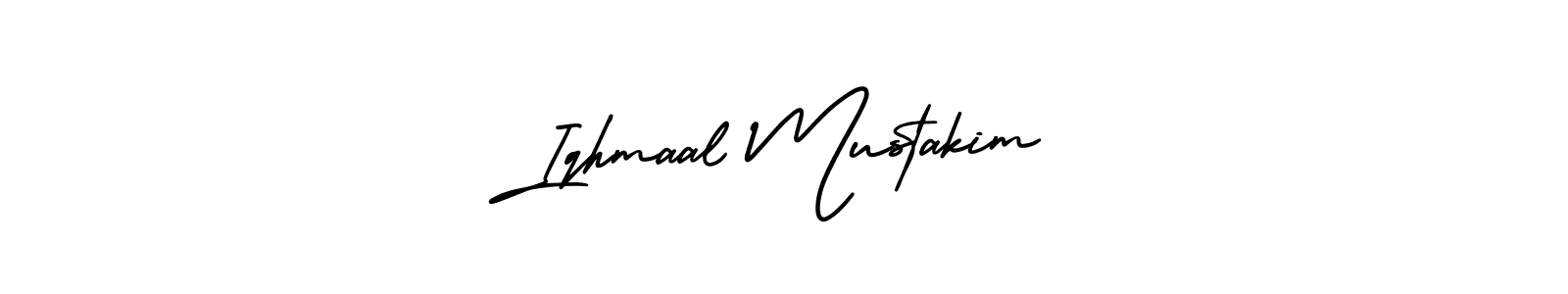 The best way (AmerikaSignatureDemo-Regular) to make a short signature is to pick only two or three words in your name. The name Iqhmaal Mustakim include a total of six letters. For converting this name. Iqhmaal Mustakim signature style 3 images and pictures png