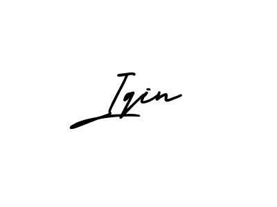 You should practise on your own different ways (AmerikaSignatureDemo-Regular) to write your name (Iqin) in signature. don't let someone else do it for you. Iqin signature style 3 images and pictures png