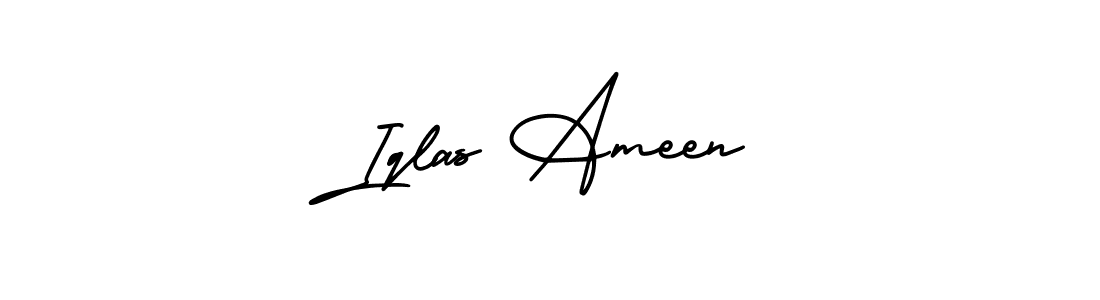 Iqlas Ameen stylish signature style. Best Handwritten Sign (AmerikaSignatureDemo-Regular) for my name. Handwritten Signature Collection Ideas for my name Iqlas Ameen. Iqlas Ameen signature style 3 images and pictures png