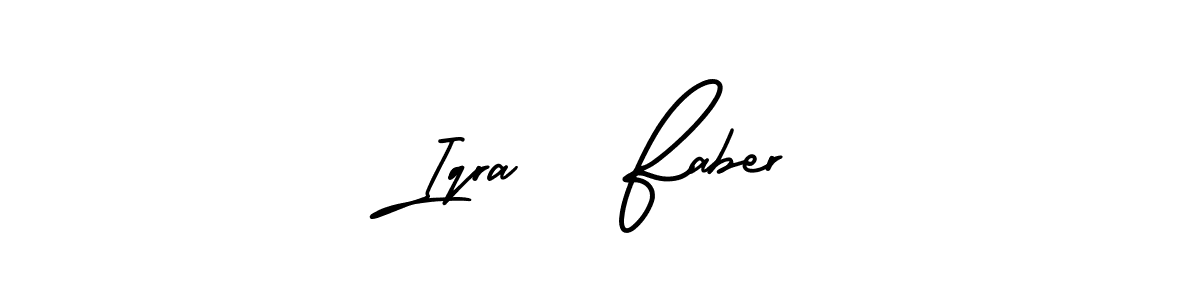 Also You can easily find your signature by using the search form. We will create Iqra   Faber name handwritten signature images for you free of cost using AmerikaSignatureDemo-Regular sign style. Iqra   Faber signature style 3 images and pictures png