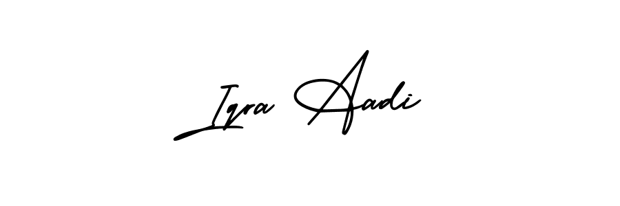 AmerikaSignatureDemo-Regular is a professional signature style that is perfect for those who want to add a touch of class to their signature. It is also a great choice for those who want to make their signature more unique. Get Iqra Aadi name to fancy signature for free. Iqra Aadi signature style 3 images and pictures png