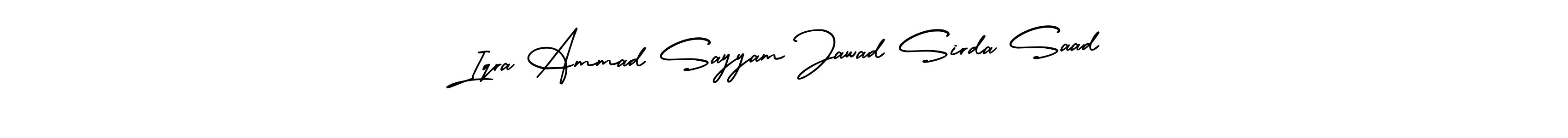 Use a signature maker to create a handwritten signature online. With this signature software, you can design (AmerikaSignatureDemo-Regular) your own signature for name Iqra Ammad Sayyam Jawad Sirda Saad. Iqra Ammad Sayyam Jawad Sirda Saad signature style 3 images and pictures png