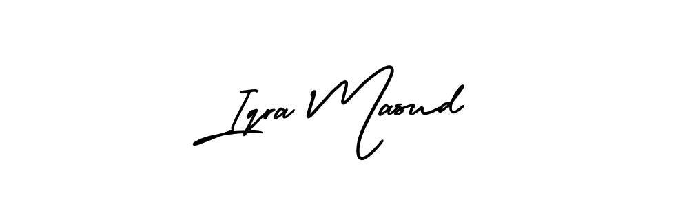 The best way (AmerikaSignatureDemo-Regular) to make a short signature is to pick only two or three words in your name. The name Iqra Masud include a total of six letters. For converting this name. Iqra Masud signature style 3 images and pictures png