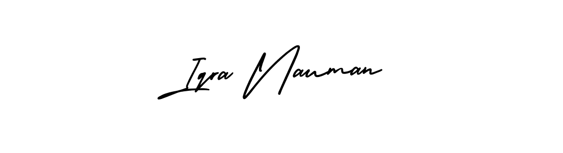 How to make Iqra Nauman name signature. Use AmerikaSignatureDemo-Regular style for creating short signs online. This is the latest handwritten sign. Iqra Nauman signature style 3 images and pictures png