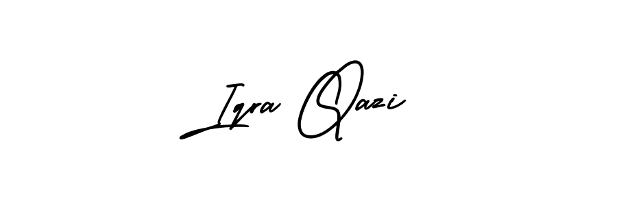 The best way (AmerikaSignatureDemo-Regular) to make a short signature is to pick only two or three words in your name. The name Iqra Qazi include a total of six letters. For converting this name. Iqra Qazi signature style 3 images and pictures png
