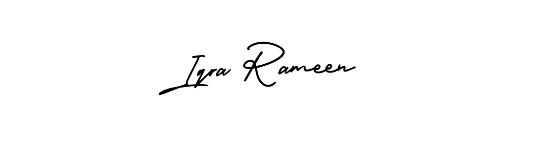 How to make Iqra Rameen name signature. Use AmerikaSignatureDemo-Regular style for creating short signs online. This is the latest handwritten sign. Iqra Rameen signature style 3 images and pictures png