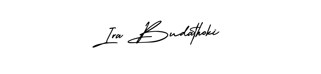 Best and Professional Signature Style for Ira Budathoki. AmerikaSignatureDemo-Regular Best Signature Style Collection. Ira Budathoki signature style 3 images and pictures png