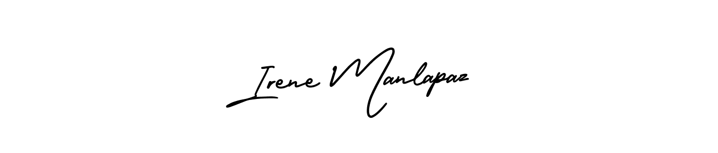 You should practise on your own different ways (AmerikaSignatureDemo-Regular) to write your name (Irene Manlapaz) in signature. don't let someone else do it for you. Irene Manlapaz signature style 3 images and pictures png