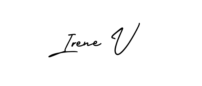 You should practise on your own different ways (AmerikaSignatureDemo-Regular) to write your name (Irene V) in signature. don't let someone else do it for you. Irene V signature style 3 images and pictures png