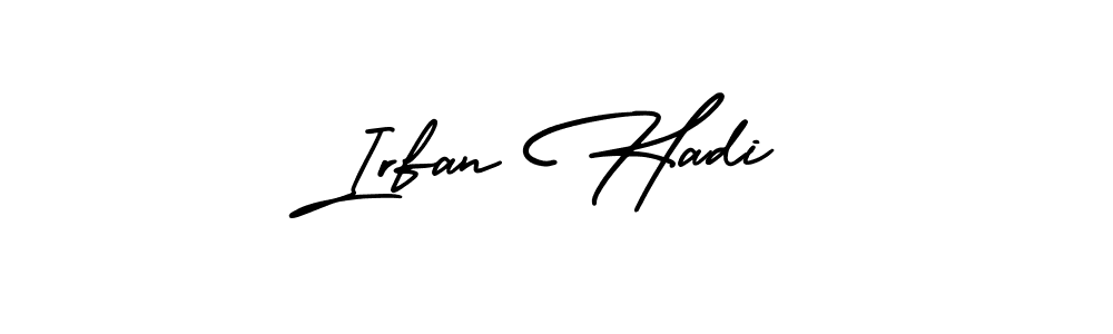 How to make Irfan Hadi name signature. Use AmerikaSignatureDemo-Regular style for creating short signs online. This is the latest handwritten sign. Irfan Hadi signature style 3 images and pictures png