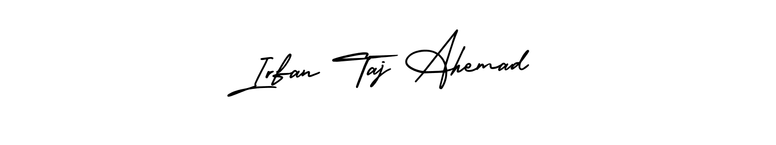 You should practise on your own different ways (AmerikaSignatureDemo-Regular) to write your name (Irfan Taj Ahemad) in signature. don't let someone else do it for you. Irfan Taj Ahemad signature style 3 images and pictures png