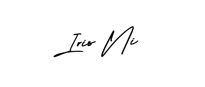 You should practise on your own different ways (AmerikaSignatureDemo-Regular) to write your name (Iris Ni) in signature. don't let someone else do it for you. Iris Ni signature style 3 images and pictures png