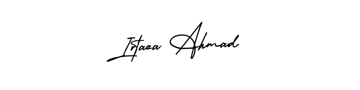 This is the best signature style for the Irtaza Ahmad name. Also you like these signature font (AmerikaSignatureDemo-Regular). Mix name signature. Irtaza Ahmad signature style 3 images and pictures png