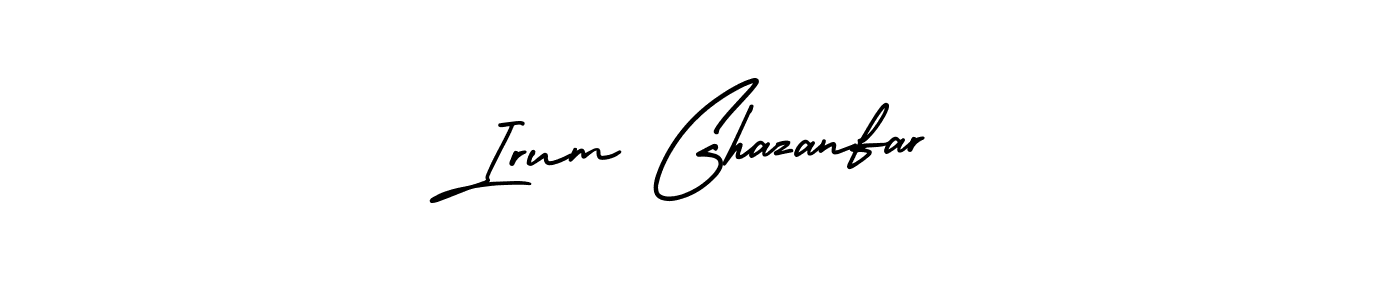 You should practise on your own different ways (AmerikaSignatureDemo-Regular) to write your name (Irum Ghazanfar) in signature. don't let someone else do it for you. Irum Ghazanfar signature style 3 images and pictures png