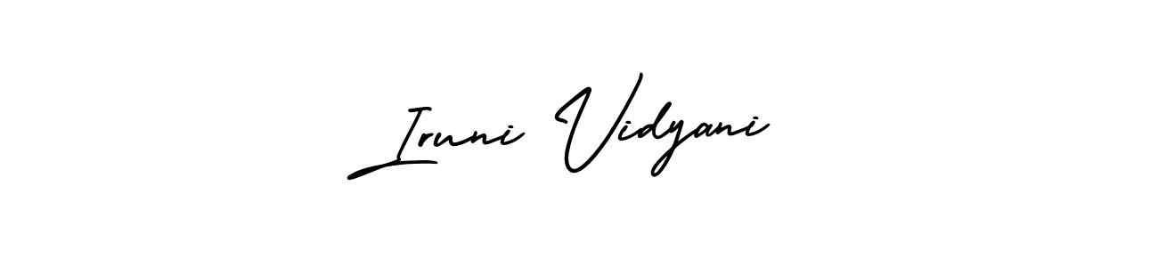 This is the best signature style for the Iruni Vidyani name. Also you like these signature font (AmerikaSignatureDemo-Regular). Mix name signature. Iruni Vidyani signature style 3 images and pictures png