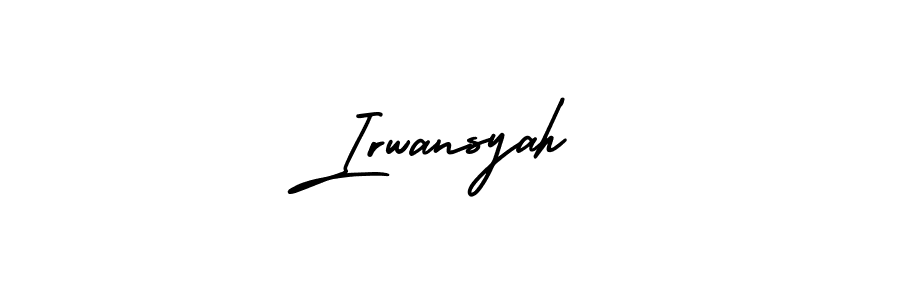 The best way (AmerikaSignatureDemo-Regular) to make a short signature is to pick only two or three words in your name. The name Irwansyah include a total of six letters. For converting this name. Irwansyah signature style 3 images and pictures png