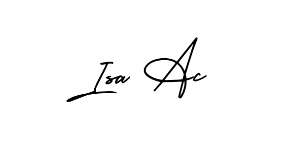 You should practise on your own different ways (AmerikaSignatureDemo-Regular) to write your name (Isa Ac) in signature. don't let someone else do it for you. Isa Ac signature style 3 images and pictures png