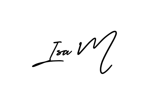 How to make Isa M name signature. Use AmerikaSignatureDemo-Regular style for creating short signs online. This is the latest handwritten sign. Isa M signature style 3 images and pictures png