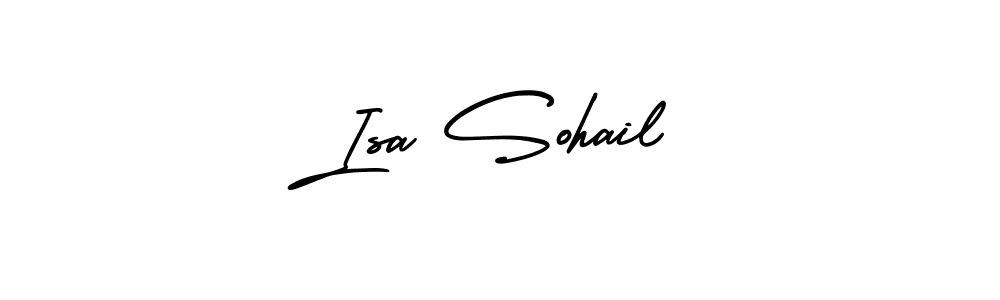 You should practise on your own different ways (AmerikaSignatureDemo-Regular) to write your name (Isa Sohail) in signature. don't let someone else do it for you. Isa Sohail signature style 3 images and pictures png