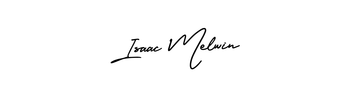 You should practise on your own different ways (AmerikaSignatureDemo-Regular) to write your name (Isaac Melwin) in signature. don't let someone else do it for you. Isaac Melwin signature style 3 images and pictures png