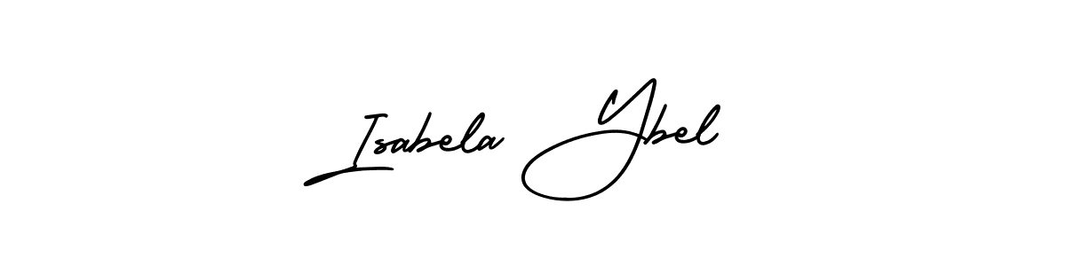 You should practise on your own different ways (AmerikaSignatureDemo-Regular) to write your name (Isabela Ybel) in signature. don't let someone else do it for you. Isabela Ybel signature style 3 images and pictures png