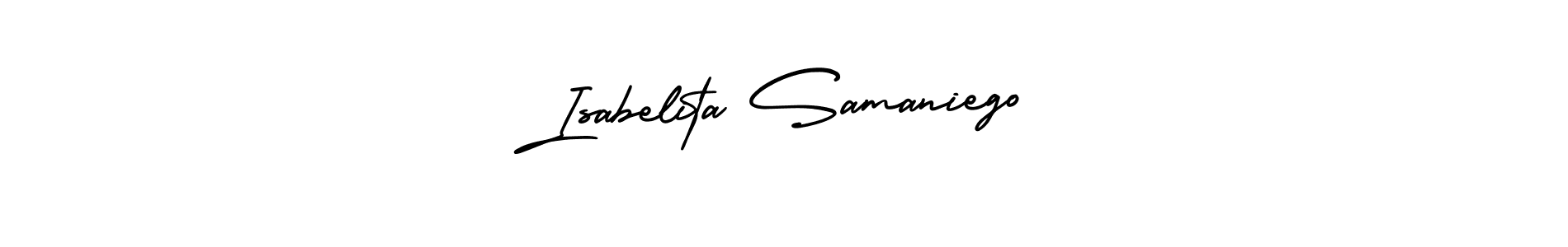 How to make Isabelita Samaniego signature? AmerikaSignatureDemo-Regular is a professional autograph style. Create handwritten signature for Isabelita Samaniego name. Isabelita Samaniego signature style 3 images and pictures png