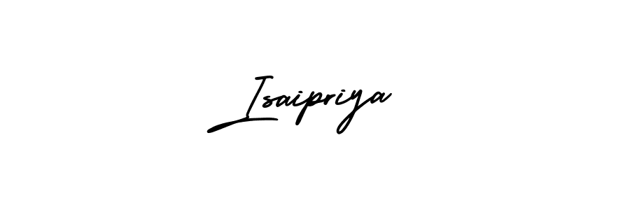 You should practise on your own different ways (AmerikaSignatureDemo-Regular) to write your name (Isaipriya) in signature. don't let someone else do it for you. Isaipriya signature style 3 images and pictures png