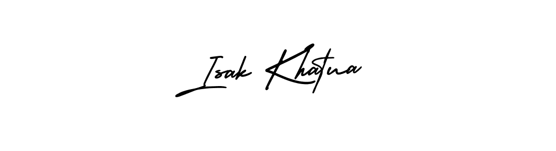 You should practise on your own different ways (AmerikaSignatureDemo-Regular) to write your name (Isak Khatua) in signature. don't let someone else do it for you. Isak Khatua signature style 3 images and pictures png