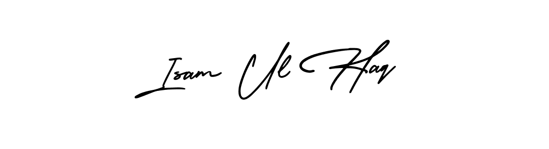 This is the best signature style for the Isam Ul Haq name. Also you like these signature font (AmerikaSignatureDemo-Regular). Mix name signature. Isam Ul Haq signature style 3 images and pictures png