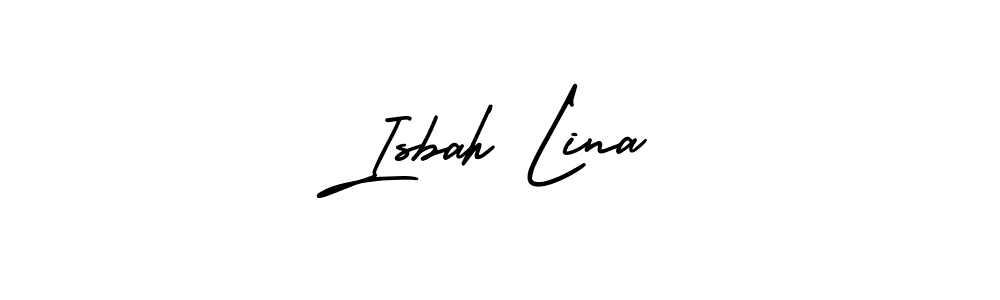 This is the best signature style for the Isbah Lina name. Also you like these signature font (AmerikaSignatureDemo-Regular). Mix name signature. Isbah Lina signature style 3 images and pictures png