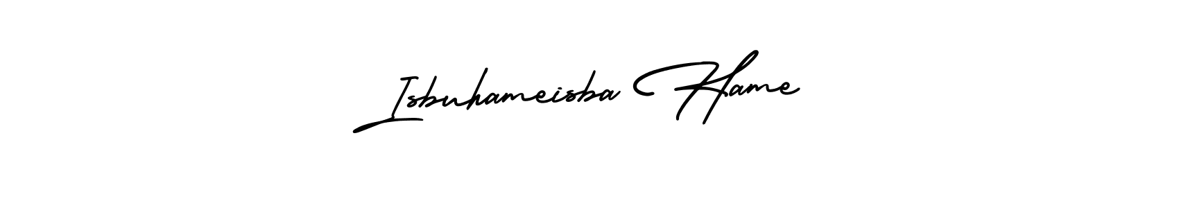 Make a beautiful signature design for name Isbuhameisba Hame. With this signature (AmerikaSignatureDemo-Regular) style, you can create a handwritten signature for free. Isbuhameisba Hame signature style 3 images and pictures png