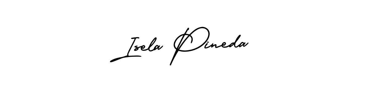 The best way (AmerikaSignatureDemo-Regular) to make a short signature is to pick only two or three words in your name. The name Isela Pineda include a total of six letters. For converting this name. Isela Pineda signature style 3 images and pictures png