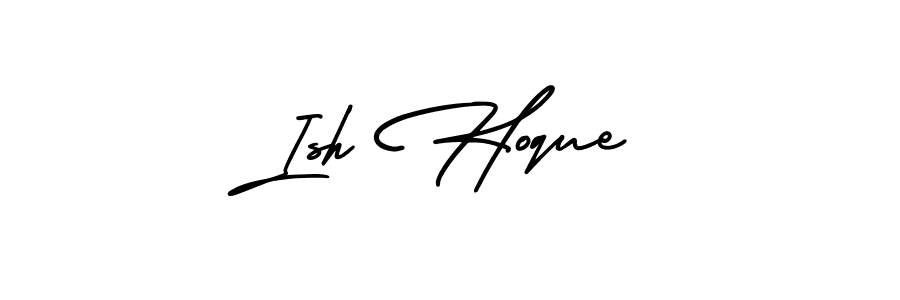 You should practise on your own different ways (AmerikaSignatureDemo-Regular) to write your name (Ish Hoque) in signature. don't let someone else do it for you. Ish Hoque signature style 3 images and pictures png