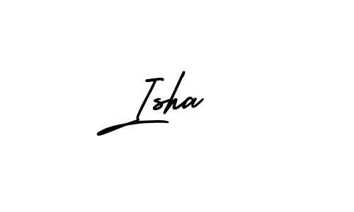 You should practise on your own different ways (AmerikaSignatureDemo-Regular) to write your name (Isha ) in signature. don't let someone else do it for you. Isha  signature style 3 images and pictures png