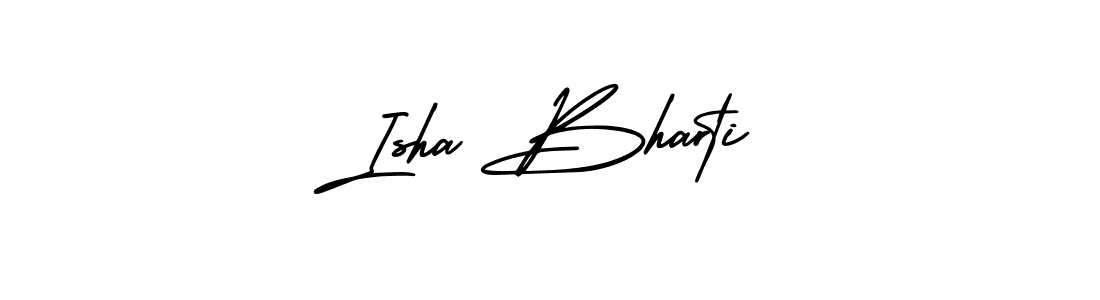 You should practise on your own different ways (AmerikaSignatureDemo-Regular) to write your name (Isha Bharti) in signature. don't let someone else do it for you. Isha Bharti signature style 3 images and pictures png