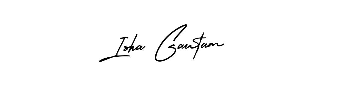 The best way (AmerikaSignatureDemo-Regular) to make a short signature is to pick only two or three words in your name. The name Isha Gautam include a total of six letters. For converting this name. Isha Gautam signature style 3 images and pictures png