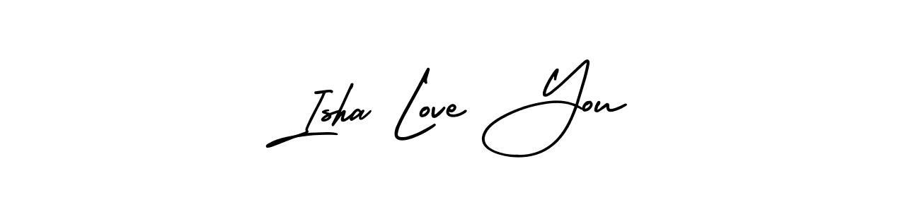The best way (AmerikaSignatureDemo-Regular) to make a short signature is to pick only two or three words in your name. The name Isha Love You include a total of six letters. For converting this name. Isha Love You signature style 3 images and pictures png