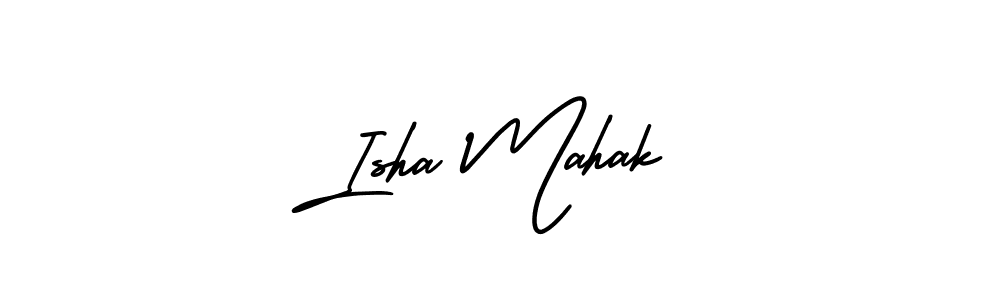 How to make Isha Mahak signature? AmerikaSignatureDemo-Regular is a professional autograph style. Create handwritten signature for Isha Mahak name. Isha Mahak signature style 3 images and pictures png