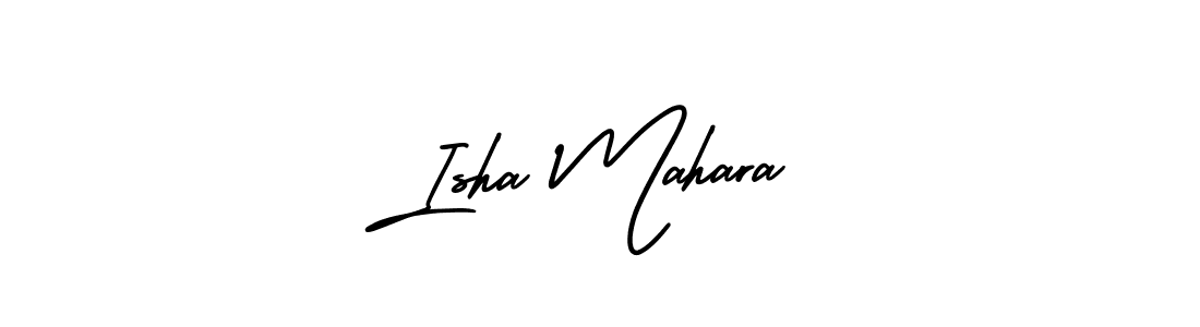 You should practise on your own different ways (AmerikaSignatureDemo-Regular) to write your name (Isha Mahara) in signature. don't let someone else do it for you. Isha Mahara signature style 3 images and pictures png