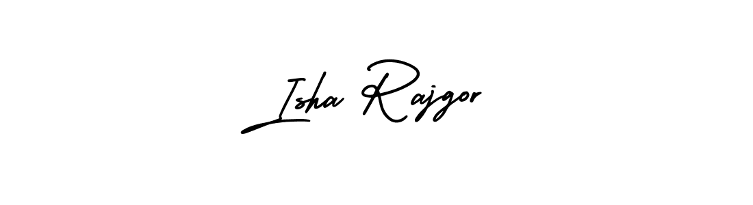 The best way (AmerikaSignatureDemo-Regular) to make a short signature is to pick only two or three words in your name. The name Isha Rajgor include a total of six letters. For converting this name. Isha Rajgor signature style 3 images and pictures png