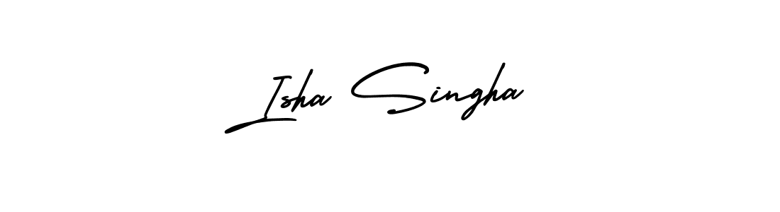 You should practise on your own different ways (AmerikaSignatureDemo-Regular) to write your name (Isha Singha) in signature. don't let someone else do it for you. Isha Singha signature style 3 images and pictures png