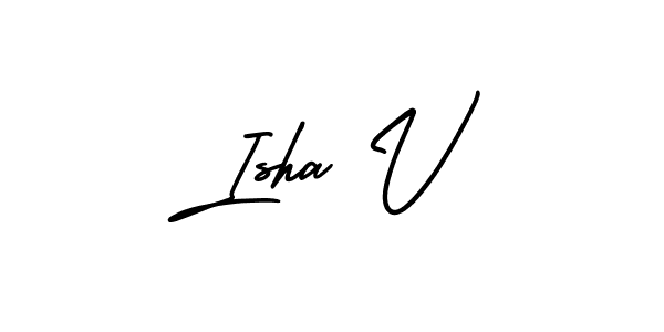 The best way (AmerikaSignatureDemo-Regular) to make a short signature is to pick only two or three words in your name. The name Isha V include a total of six letters. For converting this name. Isha V signature style 3 images and pictures png