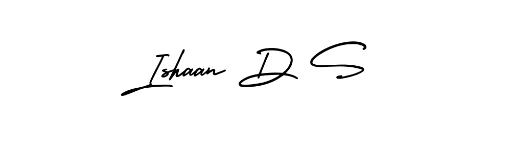 You should practise on your own different ways (AmerikaSignatureDemo-Regular) to write your name (Ishaan D S) in signature. don't let someone else do it for you. Ishaan D S signature style 3 images and pictures png