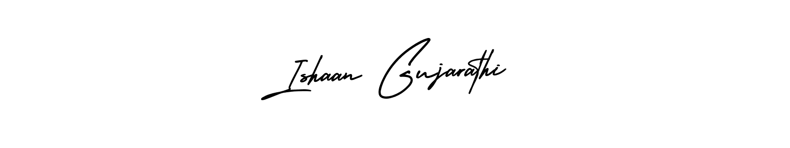 You should practise on your own different ways (AmerikaSignatureDemo-Regular) to write your name (Ishaan Gujarathi) in signature. don't let someone else do it for you. Ishaan Gujarathi signature style 3 images and pictures png